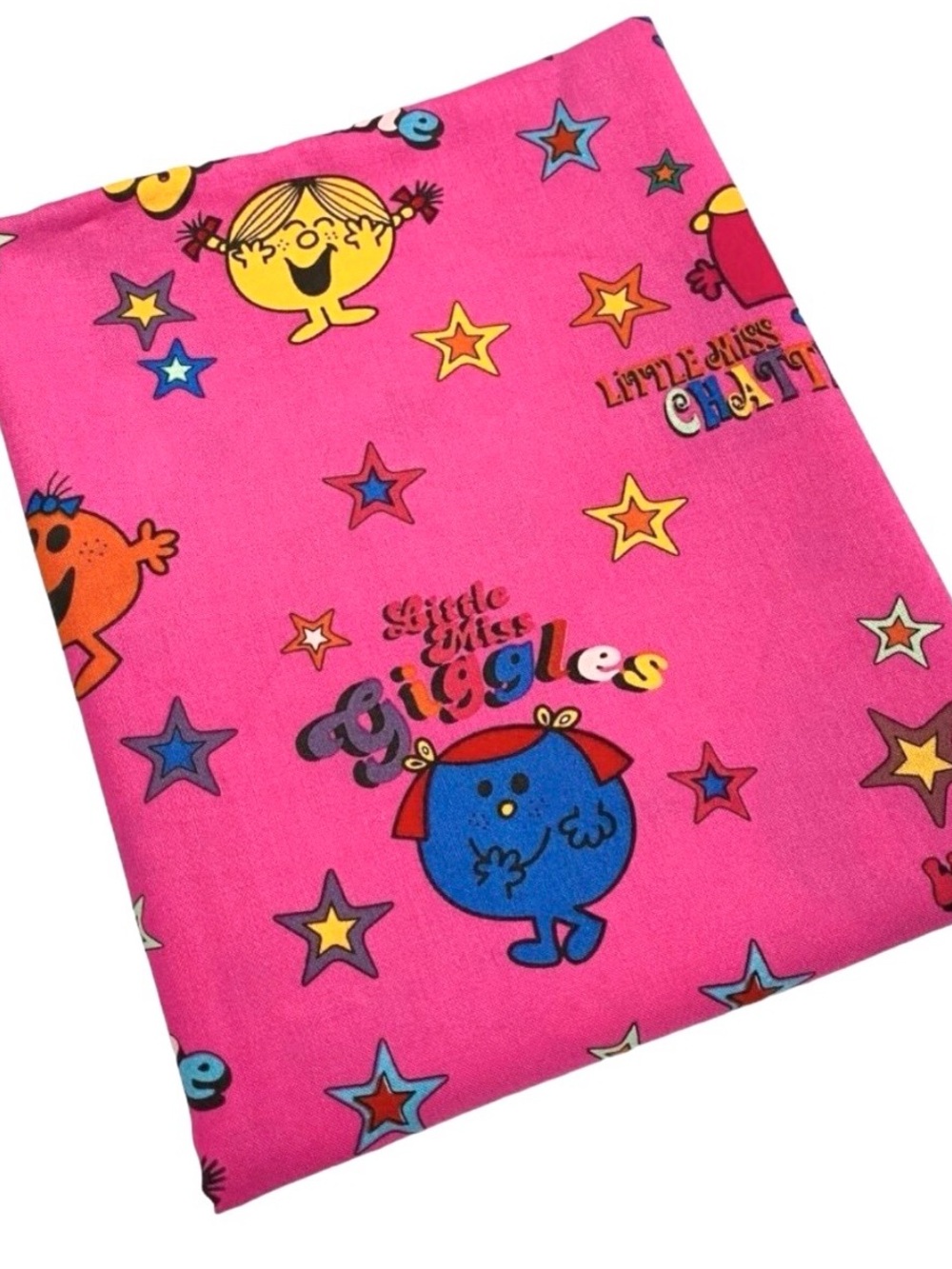 Mr Men and Little Miss Fabric Cotton Pink Retro Crafting Sewing